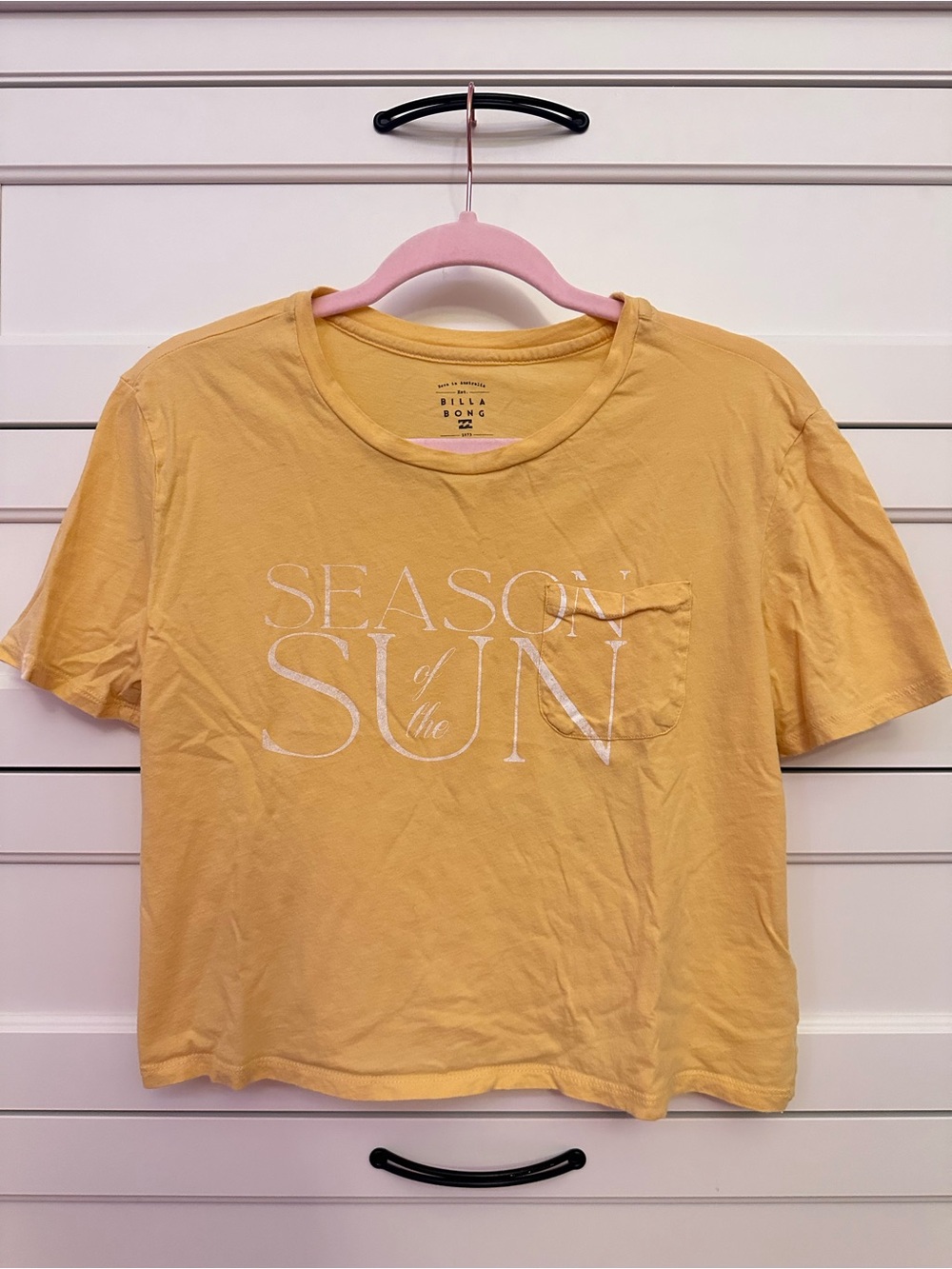 Billabong Yellow Season of the Sun Summer Cropped Loose Crewneck Tee
